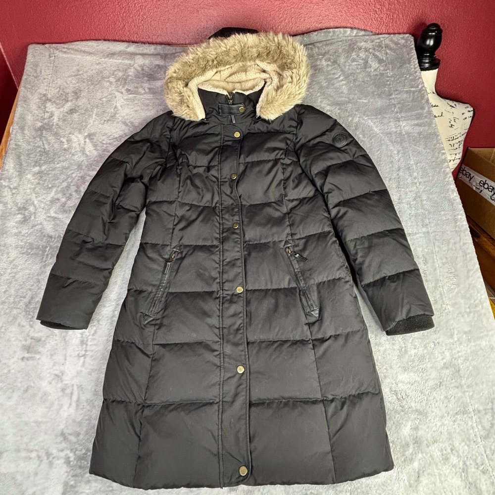 Lauren Ralph Lauren Puffer Parka Women S Black Down Hooded Faux Fur Trim Coat